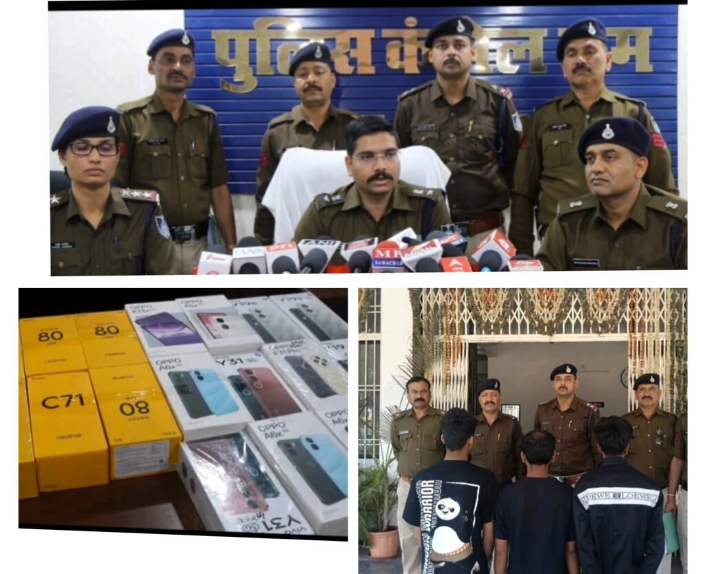 मोबाइल दुकान का शटर तोड़कर लाखों के मोबाइल चोरी…….